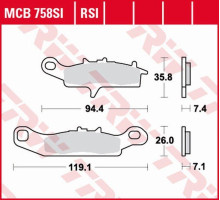 Тормозні колодки trw lucas kh342 sinter offroad kawasaki kfx 450 / 700 04-14, kvf 700 04-06, передні