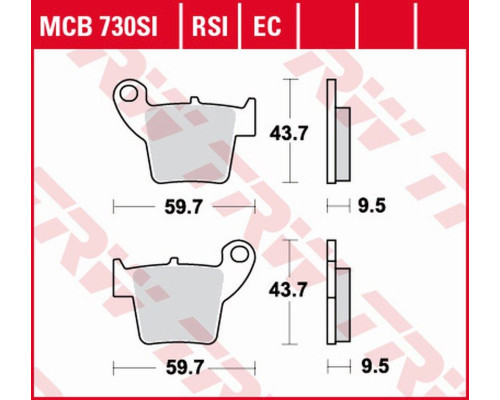 Гальмівні колодки trw lucas kh346 organic honda cr 125 / 250 02-07, crf 450 02-17, задні