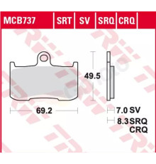 Гальмівні колодки trw lucas kh347 sintered metal racing kawasaki z 800 13-17, z 900 17-21, z 1000 03-06, suzuki gsx 750 17-21, gsx 1300 07-10, indian chief / chief dark horse 14-, roadmaster (виконання для треку) (замін mcb737srq)