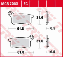 Гальмівні колодки trw lucas kh357 sinter offroad ktm sx 65 02-, sx 85 03-11 передні/задні (акція)