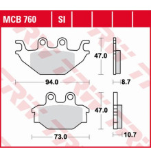 Тормозні колодки trw lucas kh377 organic yamaha mt 125 14-, yzf 125 08-18, задні