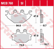 Тормозні колодки trw lucas kh377 organic yamaha mt 125 14-, yzf 125 08-18, задні