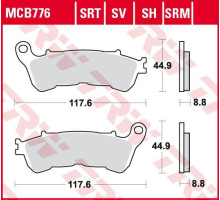 Тормозні колодки trw lucas kh388 organic honda cbf 500 04-08, cbf 600 04-15, nt 700 v 06-13, xl 700 v 08-13, xl 1000 v 04-13, suzuki burgman 125 07-13, передні