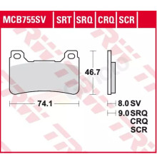 Гальмівні колодки trw lucas kh390 honda cbr 600rr 05-16, cbr 1000 fireblade 04-16, front sinter racing (track performance) (замінює mcb755srq) (акція)