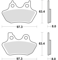 Гальмівні колодки trw lucas kh400 sinter street harley-davidson xl / xlh 883 99-03, xl 1200 00-03, flhr / flht / flstc / fltri / fxdwg / fxsti 1450 99-06, flhr / flstc / fxdc / fxstb 1584 07-12, fxdfse / fxdse 1800 07-10, перед
