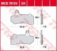Тормозні колодки trw lucas kh409 sinter street harley-davidson 1130 / 1250 / 1584 / 1690 / 1750 / 1800 / 1870 / 1923 06-21, задні