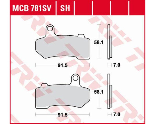 Тормозні колодки trw lucas kh409 sinter street harley-davidson 1130 / 1250 / 1584 / 1690 / 1750 / 1800 / 1870 / 1923 06-21, задні