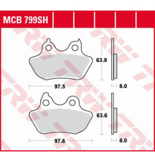 Тормозні колодки trw lucas kh434 sinter street harley davidson 1450 / 1584 / 1800 06-10, задні
