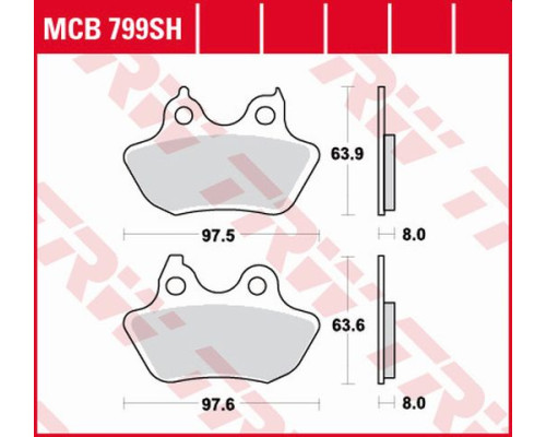 Тормозні колодки trw lucas kh434 sinter street harley davidson 1450 / 1584 / 1800 06-10, задні