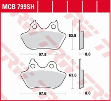 Тормозні колодки trw lucas kh434 sinter street harley davidson 1450 / 1584 / 1800 06-10, задні