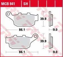 Гальмівні колодки trw lucas kh496 organic honda cbf 500 / cb500 x / cbr500 13-, cb 650 f / cbr 600 14-, nc 750 14-, kawasaki versys 650 15-, z 750 11-14, z 800 13-17, suzuki sfv 650 gladius 09-16, задн