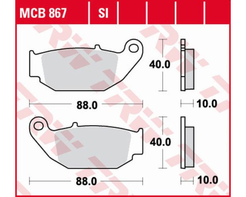 Тормозні колодки trw lucas kh629 organic honda cb 125 r / 300 r 18-, crf 250 l 13-17, suzuki gsx-r / s 18-, задні