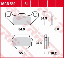 Гальмівні колодки trw lucas zf kh sinter offroad kawasaki kfx 250 '87-'04, kef 300 lakota '95-'03, suzuki lt-r 250 '87-'90, lt-r 500 '87-'95 передні yamaha tdr 125 '91-'92 задні