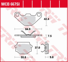 Trw lucas zf гальмівні колодки kh067 sinter offroad aprilia mx 125 '03-'07, rx 125 '00-'01, cagiva wmx 125 '89-, задні