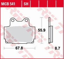 Trw lucas zf гальмівні колодки kh104 sinter street yamaha fzr 250 '87-'88, tzr '85-'92, fz 600 '86-'87, fzs 600 fazer '98-'03, xj 600n/s diversion '92-'03 задні