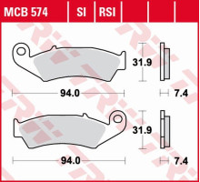 Trw lucas zf гальмівні колодки kh125 organic honda xlr 125r '98-'99, nx 250 '88-'95, xl 250r baja '88-'91, xr 250r '88-'95, xr 600r '88-'99 передні