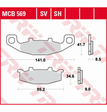 Тормозні колодки trw lucas zf kh129 sinter street kawasaki gpz 400r '89-, zzr 500/600 '90-'92, gpx 600r '88-'99, zr 750 '91-'99, gpz 900r '90-'94, zr 1100 '92-'95, zx-11 '93 -'01, zzr 1100 '90-'9