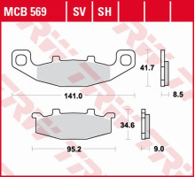 Тормозні колодки trw lucas zf kh129 sinter street kawasaki gpz 400r '89-, zzr 500/600 '90-'92, gpx 600r '88-'99, zr 750 '91-'99, gpz 900r '90-'94, zr 1100 '92-'95, zx-11 '93 -'01, zzr 1100 '90-'9