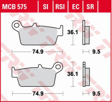 Гальмівні колодки trw lucas zf kh131 organic eco honda cr 125r/250r/500r '87-'01, xr 400r '96-'03, xr 600/650l/r '93-'07, kawasaki kx 125/250/500 '95-'08, suzuki rm 125/250 ' 96-'12, drz 400e/s/sm '00-'08, y