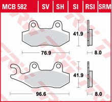 Гальмівні колодки trw lucas zf kh135 sinter offroad kawasaki klx 125 '10-'13, kx 125/250/500 '89-'93, kdx 200/250 '93-'94, klx '09-'17, suzuki rm 125/250 '87-'95, rm-x 250 '8 9-'95, yamaha yz 125/250 2t '