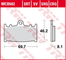 Гальмівні колодки trw lucas zf kh158 sinter road/track husaberg fs 450 '03-'05, fs 650 '01-'05, kawasaki zzr 500 '90-'05, suzuki rgv 250 '91-'95, gsx-r 400 '88-'90, gsx-r 750 '00-'03 спереду