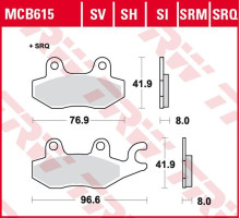 Тормозні колодки trw lucas zf kh165 sinter track cagiva canyon 900 '97-'00, elephant 900 '90-'93, navigator 1000 '00-'05, kawasaki ex 250 '07-'14, ex 300 '13-'17, versys 300 '17-, z 300 '15-'1 7, ninja 4