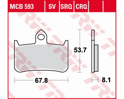 Тормозні колодки trw lucas zf kh187 sinter track honda cb 250f hornet '96-'01, ntv 600 bros/nt 650 hawk '88-'90, nr 750 '92-, rvf 750r '94-'97, cb 900 hornet '02-'06, cb 1300 x4 '97- 99 р., kawasaki klr 250 '83-