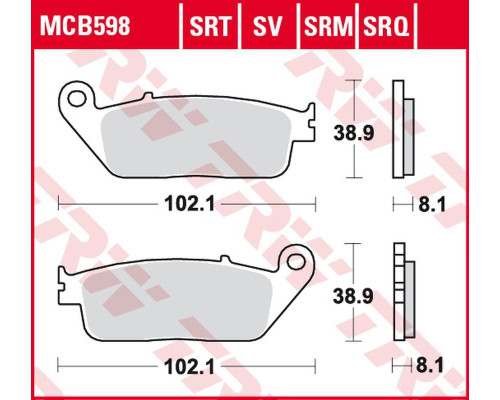 Тормозні колодки trw lucas zf kh196 sinter honda cbr 250r '88-'94/'11-'14, cb 600 hornet '98-'15, cbf 600 '04-'10, vtx 1300 '03-'08, gl 1500 f6c '97-'03, kawasaki kle 650 versys ''15-, z 750 '07-