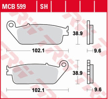 Trw lucas zf гальмівні колодки kh196 sinter street honda dn-01 700 '08-'11, vfr 750 '88-'97, gl 1500 f6c valkyrie '97-'03, triumph tiger 900 '99-'01, adventurer 900 '96-'01 задні