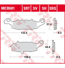 Тормозні колодки trw lucas zf kh231 sinter kawasaki zr-7 '99-'04, vn 800 drifter '99-'03, vn 1500 drifter/classic '99-'04, suzuki gsf 600/650 bandit '00-'06, dl 650 v-strom '04-, sv 650 '0 3-, gsr 750 '11-'1