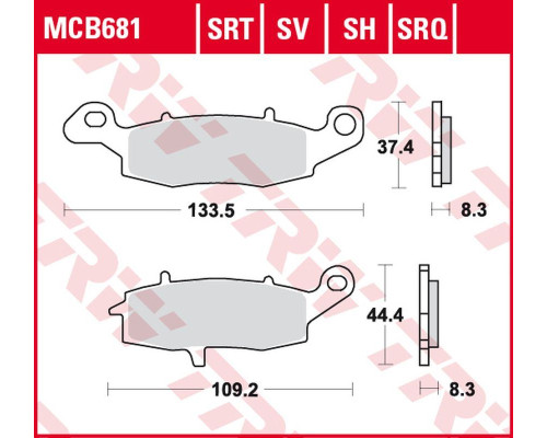 Тормозні колодки trw lucas zf kh231 sinter street kawasaki zr-7 '99-'04, vn 800 drifter '99-'03, vn 1500 drifter/classic '99-'04, suzuki gsf 600/650 bandit '00-'06, dl 650 v-strom '04-, sv 650 '03-, gsr 750 '11-