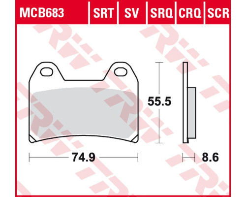 Тормозні колодки trw lucas zf kh244 sinter track aprilia rs 250 '97-, rsv 1000 mile/r '98-'00, ducati 748/800/900/916/996 '97-'03, ktm smc 625/660/lc4 640 supermoto '04-'06, sm 690 '07-'10, moto guzzi v11 '01-'0