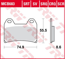 Тормозні колодки trw lucas zf kh244 sinter track aprilia rs 250 '97-, rsv 1000 mile/r '98-'00, ducati 748/800/900/916/996 '97-'03, ktm smc 625/660/lc4 640 supermoto '04-'06, sm 690 '07-'10, moto guzzi v11 '01-'0