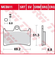 Тормозні колодки trw lucas zf kh252 sinter road/track yamaha fzs/fz6 600 '98-'10, yzf r6 '99-, mt-07 '14-'17, tracer 700 '16-, fz8 '10-'16, mt-09 '15-, tdm 900 '02-'14, fzs/f z1 1000 '01-'15, yzf r1 '