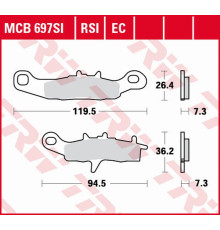 Trw lucas zf гальмівні колодки kh258 simter offroad kawasaki kx 80/85 '97-, kx 100 '97-'09, klr 250 '99-'12, suzuki rm 85 '05-, передні