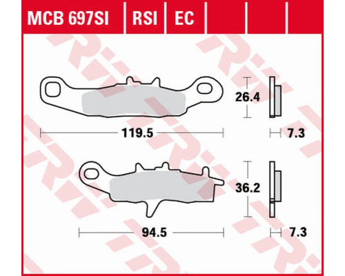 Trw lucas zf гальмівні колодки kh258 simter offroad kawasaki kx 80/85 '97-, kx 100 '97-'09, klr 250 '99-'12, suzuki rm 85 '05-, передні
