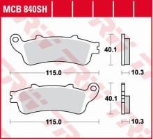 Тормозні колодки trw lucas zf kh261 sinter street honda gl 1800 gold wing '01-'17, vfr 800f '06-'13, xl 1000v varadero '04-'11, cbr 1100xx '97-'08, st 1100/1300 paneuropean '96-'07, vtx 180 0 '02-'08 ззаду