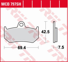 Trw lucas zf гальмівні колодки kh320 sinter street mv augusta f4 brutal/strada/spr 750 '00-'05, f3 800rc/rr '16-, brutal 910 '05-'09, f4 1000 '04-, brutal 1090 '10-'17 задні