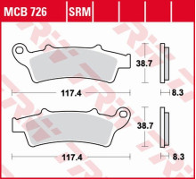 Гальмівні колодки trw lucas zf kh324 organic aprilia atlantic 125 '03-, scarabeo 125 '04-'10, atlantic 200 '02-'05, scarabeo 200 '07-'12, kymco people 125 '10-, peugeot looxor 125/150 '02-'06 передні