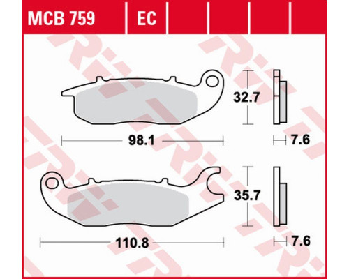 Trw lucas zf гальмівні колодки kh375 eco organic honda cbf 125 '09-'16, cbr 125r '04-'17, z 125 monkey '18-, rieju nkd 125 '08-'10, rs-2 125 '06-'10 передні