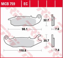 Trw lucas zf гальмівні колодки kh375 eco organic honda cbf 125 '09-'16, cbr 125r '04-'17, z 125 monkey '18-, rieju nkd 125 '08-'10, rs-2 125 '06-'10 передні