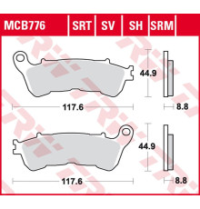 Тормозні колодки trw lucas zf kh388 sinter road/track honda cbf 500 '04-'08, cb 600 hornet '07-'15, cbf 600 '04-'13, vt 750 shadow, cbf 1000 '10-'16, vfr 800 '06-'13, xl 1000v varadero 04-'13, cb 1100 '14-,