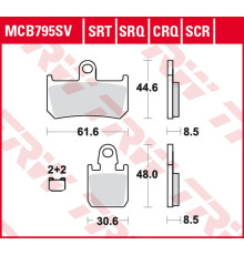 Trw lucas zf гальмівні колодки kh442/4 sinter дорожні/трекові yamaha yzf r1 '06-'14, mt-01 1700 '05-'12, xv 1700 v-max '09-'16 передні