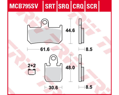 Trw lucas zf гальмівні колодки kh442/4 sinter дорожні/трекові yamaha yzf r1 '06-'14, mt-01 1700 '05-'12, xv 1700 v-max '09-'16 передні