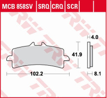 Тормозні колодки trw lucas zf kh447 sinter street aprilia rsv4, v4 tuono '15-, bmw hp4 1000 '12-'16, ducati diavel 1200 '11-18, honda cbr 1000r fireblade '14-, ktm duke 890 '20-, triumph speed triple 1050 '15-, mv augusta f3 67