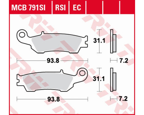 Trw lucas zf гальмівні колодки kh450 eco organic yamaha yz 125 '08-, wr-f 250/450 '15-, yz-f 450 '08-, передні