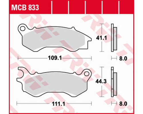 Trw lucas zf гальмівні колодки kh603 organic honda nsc 50/110 '12-, pcx 125/150 '10-, kymco people 125 '16-, peugeot django 50/125/150 '14-, передні