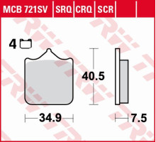 Тормозні колодки trw lucas zf kh604/4 sinter track aprilia rsv 1000 mile/r '01-'03, rsv 1000r '04-'10, ducati 748/749/996/998/999 '01-'07, ktm 690 sm/smc '08-'16, lc8 950/9 90 supermoto/superduke '05-'13, triumph sp