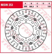 Trw lucas zf передній гальмівний диск bmw g 650gs sertao '11-'14, f 650gs '08-'12, f 700gs '13-'18, f 800gs/adv '08-'18 (300x105x5mm)