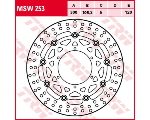 Trw lucas zf передній гальмівний диск bmw g 650gs sertao '11-'14, f 650gs '08-'12, f 700gs '13-'18, f 800gs/adv '08-'18 (300x105x5mm)